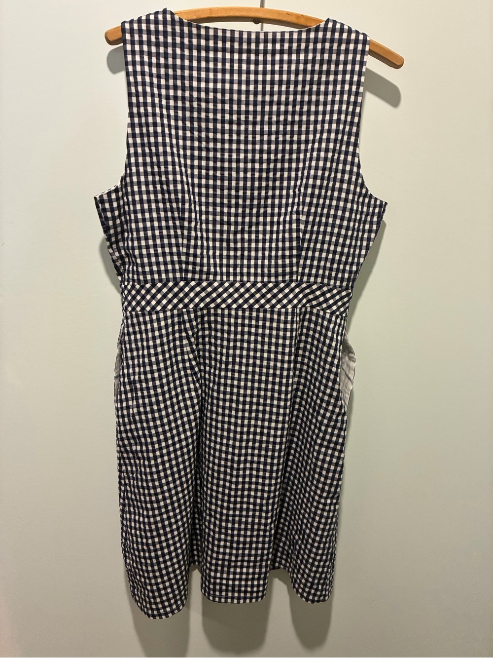 J.CREW Size 10 Womens GINGHAM NAVY Sleeveless Lined Pockets Dress Checkered - Picture 5 of 9
